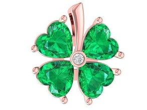 diamond leaf clover pendant 2952 jewelry fashion accessories gold woman women design pendants 3d print model - Mito3D