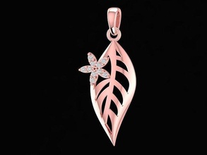 diamond leaf pendant women 1221 jewelry fashion accessories gold woman design pendants leaves 3d print model - Mito3D