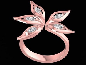 diamante folhas anel 2378 joalheria moda acessórios ouro mulher mulheres Projeto argolas 3d print model - Mito3D