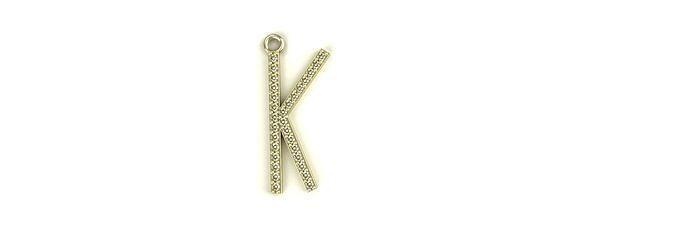 diamond letter k pendant gold silver platinum luxury jewelry initials initial necklace diamonds gems round sapphires ruby sterling jewellery pendants 3d print model - Mito3D