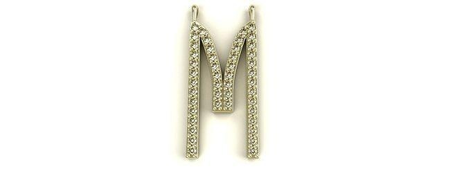diamant lettre pendentif or argent platine luxe bijoux initiale initiales sterling imprimable rubis saphirs rond gemmes pendentifs 3d print model - Mito3D