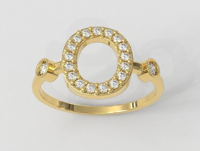 diamante carta anel argolas ouro joalheria paulorani moda moderno prata alfabeto Fonte inicial 3D print model - Mito3D