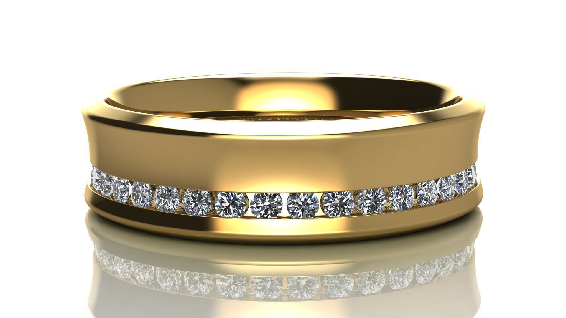de diamants ligne bande mariage or l'anneau la imprimable bague en diamant le anneau mode joyau bijoux brillant beauté élégant luxe moderne platine les anneaux 3D print model - Mito3D