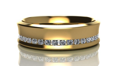 diamante de novia línea banda oro anillo la boda imprimible el moda joya joyería brillante y belleza elegante lujo moderno platino los anillos 3d print model - Mito3D