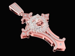 diamond lion pendant 970 jewelry fashion accessories gold man men design fengshui pendants 3d print model - Mito3D