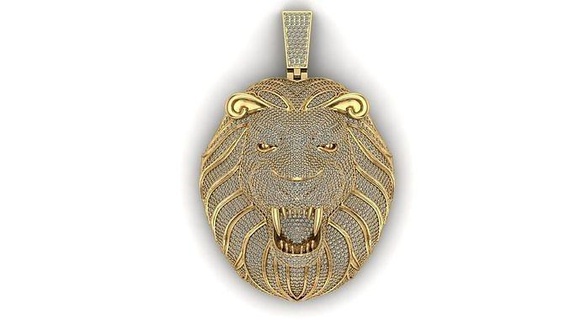 diamant Lion pendentif tigre argent imprimable chat art animaux bijou bijoux bague anneaux mariage engagement gemme platine brillant pendentifs 3d print model - Mito3D