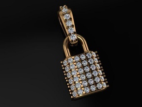 diamond lock pendant jewelry jewel stone fashion female women male trend hip hop hiphop trends dainty vintage antique necklace pendants 3d print model - Mito3D