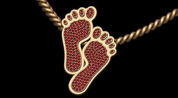 diamond lucky feet pendant type 2 mother mom mam mama gold woman man printable foot jewelry shoes hiphop diamondstudded bling leg jewellery cute necklace pendants 3d print model - Mito3D