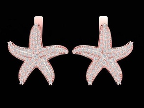 diamond lucky starfish earrings 3251 jewelry fashion accessories gold woman women design 3d print model - Mito3D