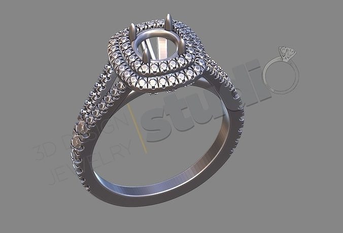 diamond mansion ring 3d model jewelry design wedding love luxury gold rings printable gem woman romance jewel 3D print model - Mito3D