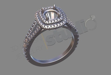 diamond mansion ring 3d model jewelry design wedding love luxury gold rings printable gem woman romance jewel 3d print model - Mito3D