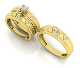 diamante uomini donna Fidanzamento squillare trio nuziale impostato gioielleria oro argento stampabile gioiello nozze moda brillante platino 3d print model - Mito3D