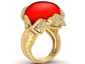 diamante sereia anel 2864 joalheria moda acessórios ouro mulher mulheres projeto argolas 3d print model - Mito3D