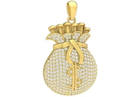 diamond money bag dollar pendant 3662 jewelry fashion accessories gold new design pendants 3d print model - Mito3D