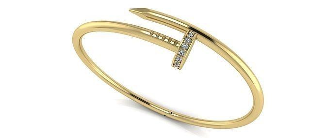 diamante chiodo braccialetto oro platino moda bellezza argento stampabile gioielleria famoso popolare braccialetti splendente lusso classico 3dmodel diamanti elegante romanza 3d print model - Mito3D