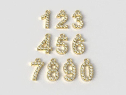 elmas sayılar kolye takı paulorani 39 ye modaya uygun klasik gümüş numara satış mücevher altın 3d print model - Mito3D