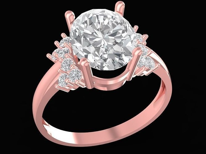 diamante oval dama anillo 3033 joyería joya moda accesorios oro mujer diseño anillos 3D print model - Mito3D