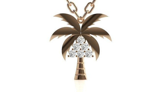 diamond palm tree pendant 3dm stl render details jewellery printable gold silver wedding jewel sterling white brilliant platinum precious necklace pendants jewelry 3d print model - Mito3D