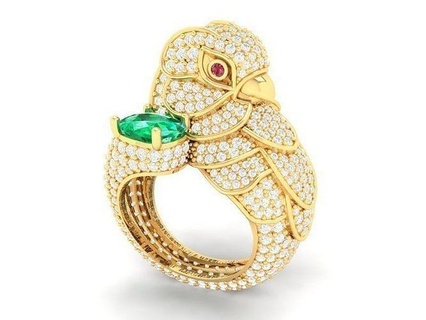 diamante papagaio anel 2828 joalheria moda acessórios ouro mulher mulheres Projeto argolas 3d print model - Mito3D