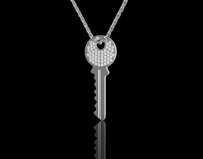 diamant paver clé pendentif clavier hip riches pavé diamants platine 39 or bijoux art accessoires chaîne femmependentif fermer minimalisme rendre bijou pendentifs 3d print model - Mito3D