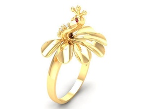 diamond peacook ring women 500 jewelry fashion accessories gold man men woman unisex design fengshui bird rings 3d print model - Mito3D