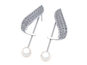 diamond pearl earrings golden silver jewelry 3d print model - Mito3D