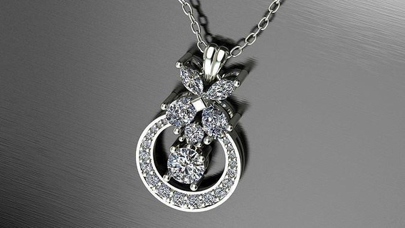 diamond pendant necklace jewelry gold printable silver brilliant beauty woman women shining 3d pendants flower gift art love rhino heart zee 3d print model - Mito3D