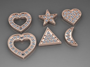 diamond pendants jewelry pendant gold printable luxury design heart moon star 3d print model - Mito3D
