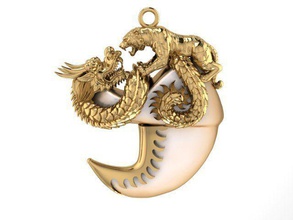 diamond pendants face dragon jewelry design gold printable art 3d print model - Mito3D