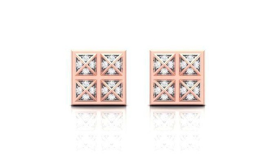 diamant pyramide Goujon bijoux hauts boucles d'oreilles clous or 3d print model - Mito3D