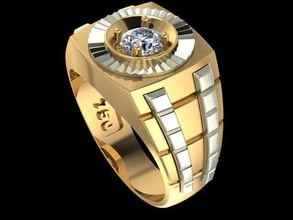 diamant bague luxe or imprimable moderne rubis bijoux argent mariage blanc mode anneaux hommes rolex regarder 3d print model - Mito3D
