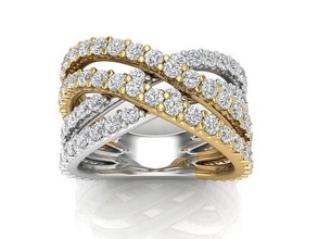 diamante anel joalheria luxo brilhando precioso moda ouro brilhante beleza imprimível elegante diamantes lindo platina argolas 3d print model - Mito3D