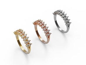 Diamant Ring Schmuck Gold Silber druckbar Juwel Hochzeit Engagement Platin Schmuckwelt Weiß brillant Mode Schönheit Ringe 3d print model - Mito3D
