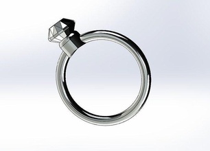 Diamant Ring Stahl glasiert Silber Mode Helfer Reflexion Juwel Design leuchtenden Brechung Frauen Frauenring 3dprint gedruckt Platin scheinen Schmuck Ringe 3d print model - Mito3D