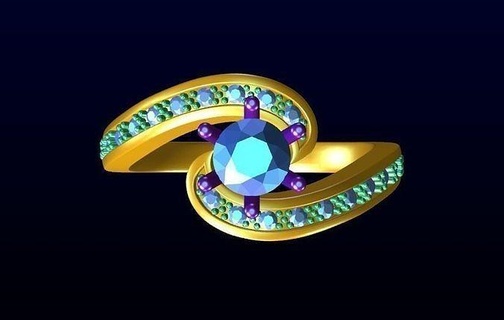 diamante anillo brillante diseño oro giro joyeria mujer ilustración Arte estilo decoración color dorado Moda hombre dinero demanda joyería joya anillos 3d print model - Mito3D