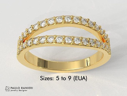 diamante anel argolas ouro joalheria paulorani moda clássico moderno prata Duplo pedra preciosa adolescente 3d print model - Mito3D