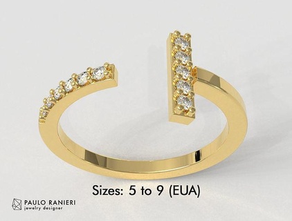 diamond ring rings gold jewelry pauloranieri trendy fashion classic modern silver teen gemstone jewel jewellery 3d print model - Mito3D
