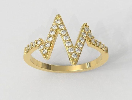diamante anillo anillos oro joyería joya paulorani moda Moda moderno plata sonido ola eletric ligero rayo luz adolescente 3d print model - Mito3D