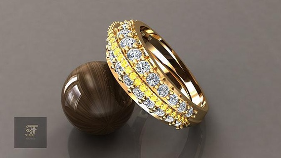 diamond ring jewelry gold silver printable jewel jewellery bracelet necklace pendant earings ruby sapphire citrine emerald whitegold rosegold matrix rhinocores rings 3d print model - Mito3D