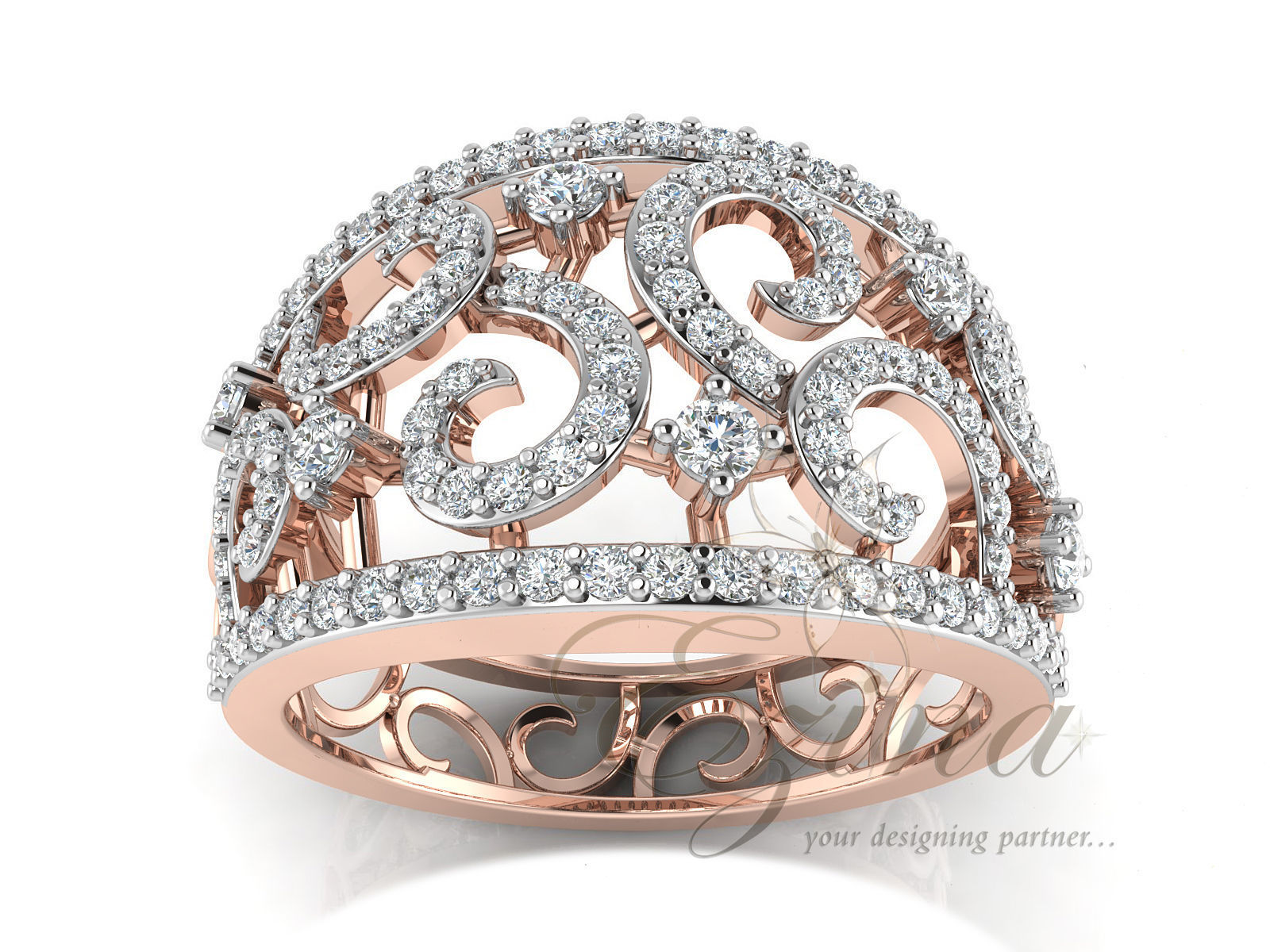 anillo de diamante la joyería lujo oro precioso el los anillos 3D print model - Mito3D