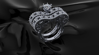diamond ring jewelry fashion engagement wedding silver jewel jewelery rings 3d print model - Mito3D