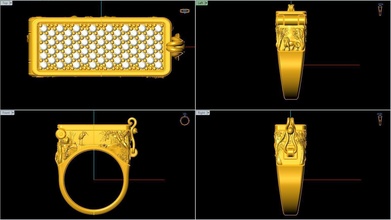 diamond ring gold antique jewelry silver lion deer bird luxury symbol metallic sterling fashion printable heera rings 3d print model - Mito3D