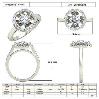 diamante anillo vjr07 diseñadora joyas joyería joya platino oro plata imprimible moda anillos estilos 3d print model - Mito3D