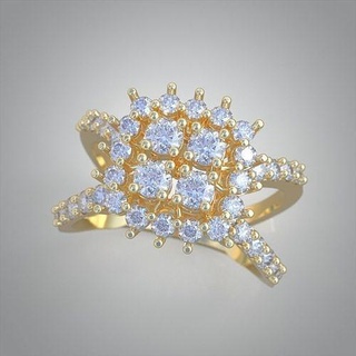 diamante squillare 0225 3d stampabile model11 pendente lusso anelli orecchino braccialetto collana nozze gioielleria gioiello oro platino argento ciondoli orecchini Catene braccialetti 3d print model - Mito3D