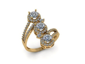 anel de diamante 1 jóias prata printable anéis 3d print model - Mito3D