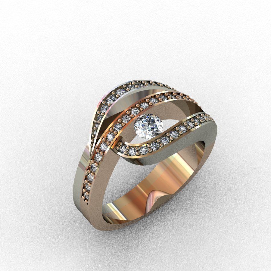 diamond ring 3d print model jewelry gold silver jewel printable jewellery fashion brilliant gem engagement rhinoceros matrix stereoliteography solidescape brillant rings 3D print model - Mito3D
