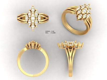 Diamant Ring 3d Drucken Schmuck wertvoll leuchtenden Luxus Platin Gold elegant Juwel Lizenzgebühren Reichtum Silber druckbar brillant Mode Münze Ringe 3d print model - Mito3D