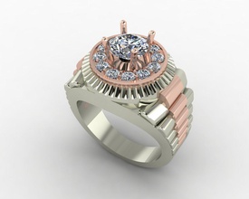diamond ring 3d printing model jewelry gold rosegold gem jewel jewellery fashion platium white rings 3d print model - Mito3D