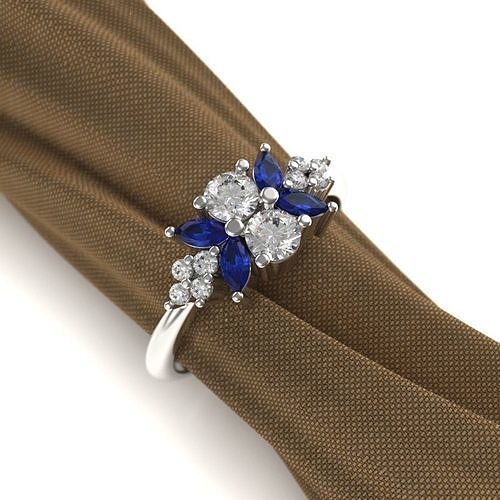 diamante squillare 4 marchesa Fidanzamento gioielleria argento platino splendente elegante moda stampabile gemma brillante oro lusso anelli 3D print model - Mito3D