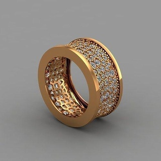 diamant bague bande bijoux femme imprimable argent anneaux engagement mariage mode bvlgari or platine brillant blanc 3d print model - Mito3D